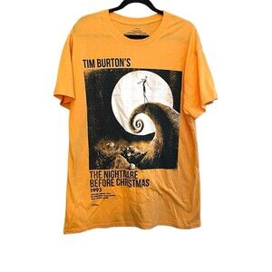 Nightmare Before Christmas Size Large Orange Graphic T Shirt Tim Burton